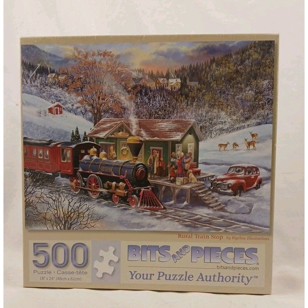 Bits and Pieces 500 Piece Jigsaw Puzzle-"RURAL TRAIN STOP"-NEW/SEALED!
